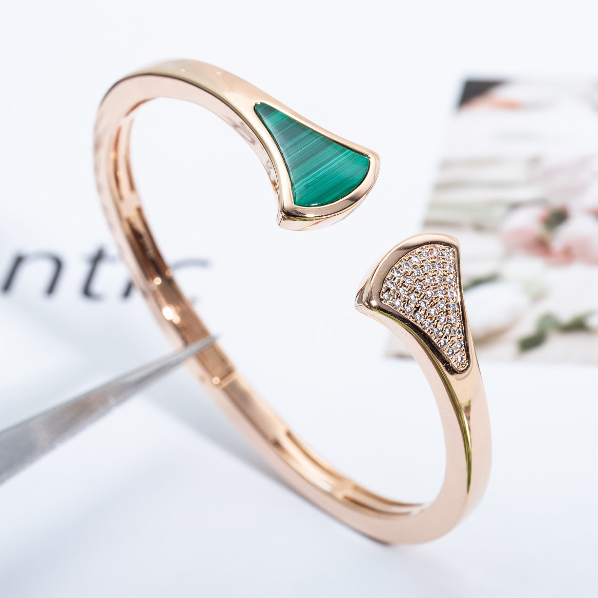 [Lume Jewelry]DREAM BRACELET OPEN MALACHITE PINK GOLD