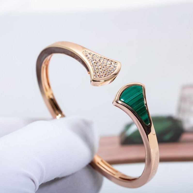 [Lume Jewelry]DREAM BRACELET OPEN MALACHITE PINK GOLD