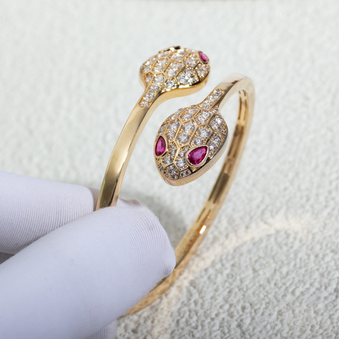 [Lume Jewelry]SERPENTI BRACELET PINK GOLD DIAMOND DOUBLE SNAKE