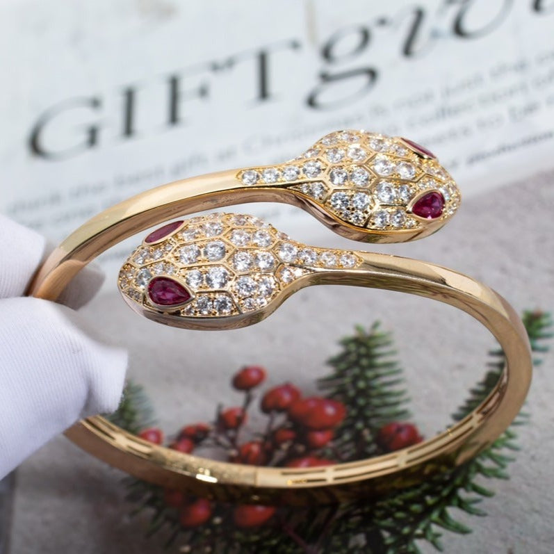 [Lume Jewelry]SERPENTI BRACELET PINK GOLD DIAMOND DOUBLE SNAKE