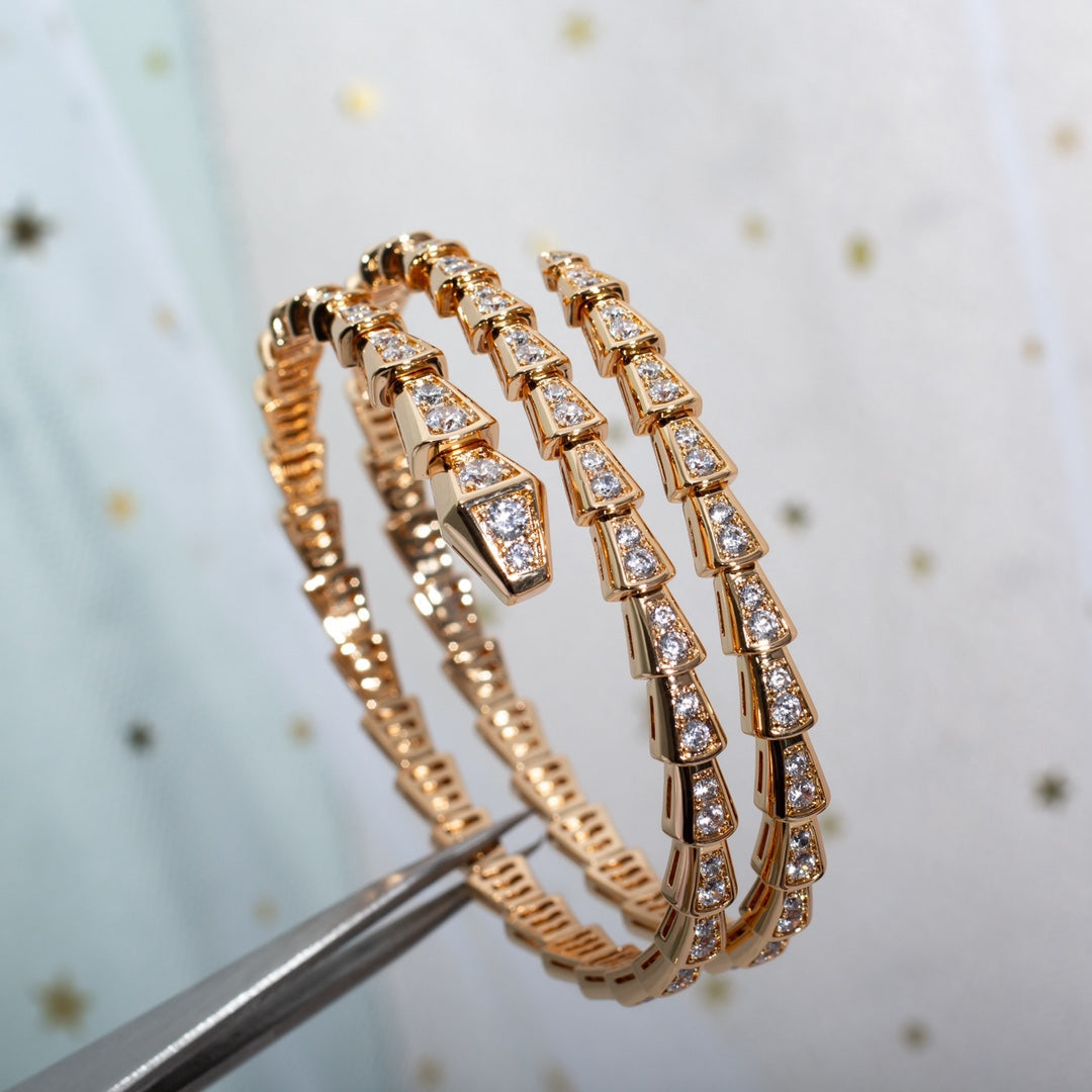 [Lume Jewelry]SERPENTI BRACELET PINK GOLD DIAMOND DOUBLE ROW