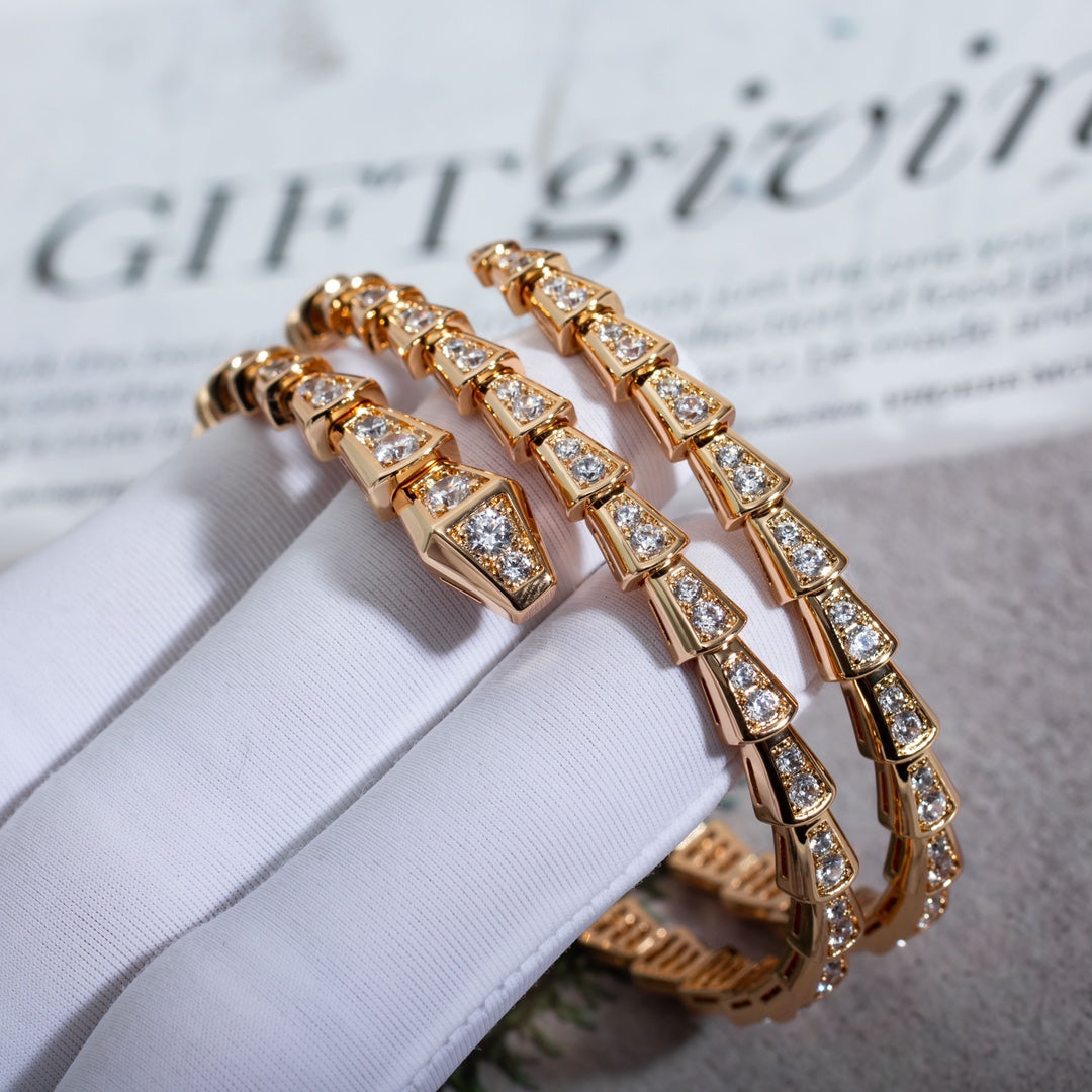 [Lume Jewelry]SERPENTI BRACELET PINK GOLD DIAMOND DOUBLE ROW