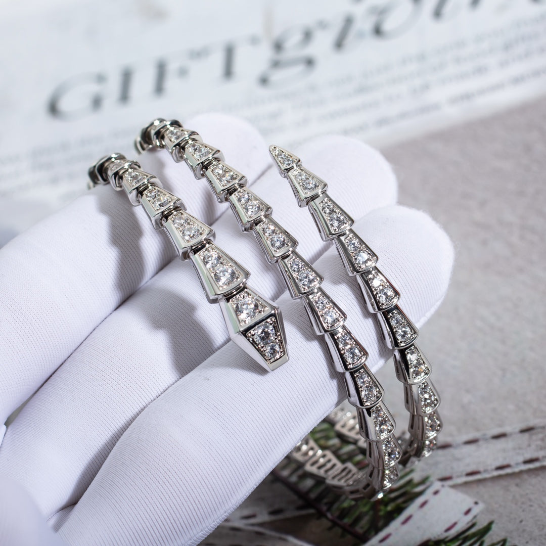 [Lume Jewelry]SERPENTI BRACELET SILVER DIAMOND DOUBLE ROW