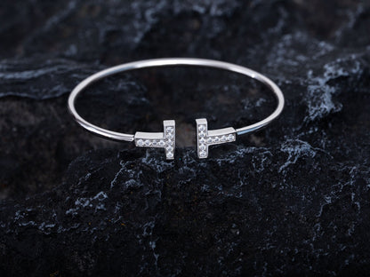 [Lume Jewelry]T BRACELET 1.8MM DIAMOND SILVER