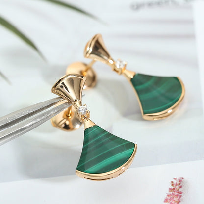 [Lume Jewelry]DREAM MALACHITE PINK GOLD EARRINGS