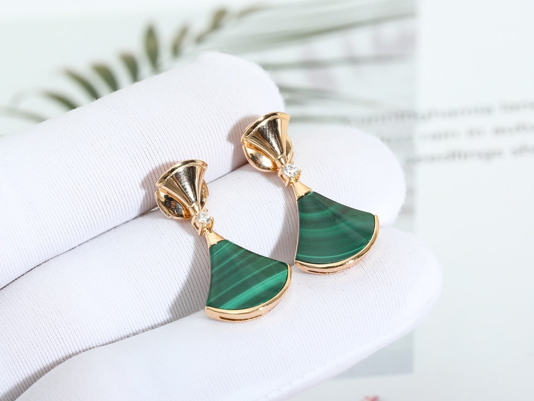 [Lume Jewelry]DREAM MALACHITE PINK GOLD EARRINGS