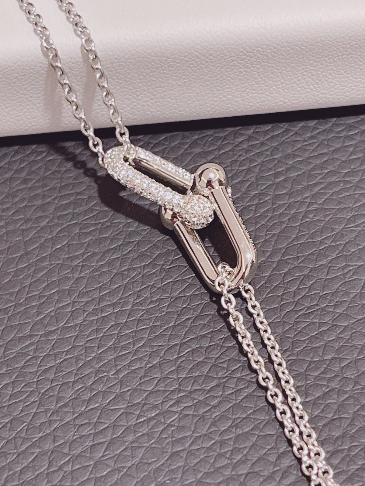 [Lume Jewelry]HARDWEAR DOUBLE LINK PEDANT SILVER DIAMOND NECKLACE