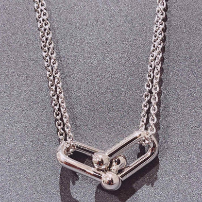 [Lume Jewelry]HARDWEAR DOUBLE LINK PEDANT SILVER NECKLACE