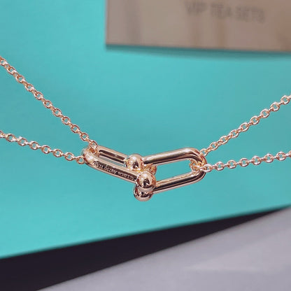 [Lume Jewelry]HARDWEAR DOUBLE LINK PEDANT PINK GOLD NECKLACE