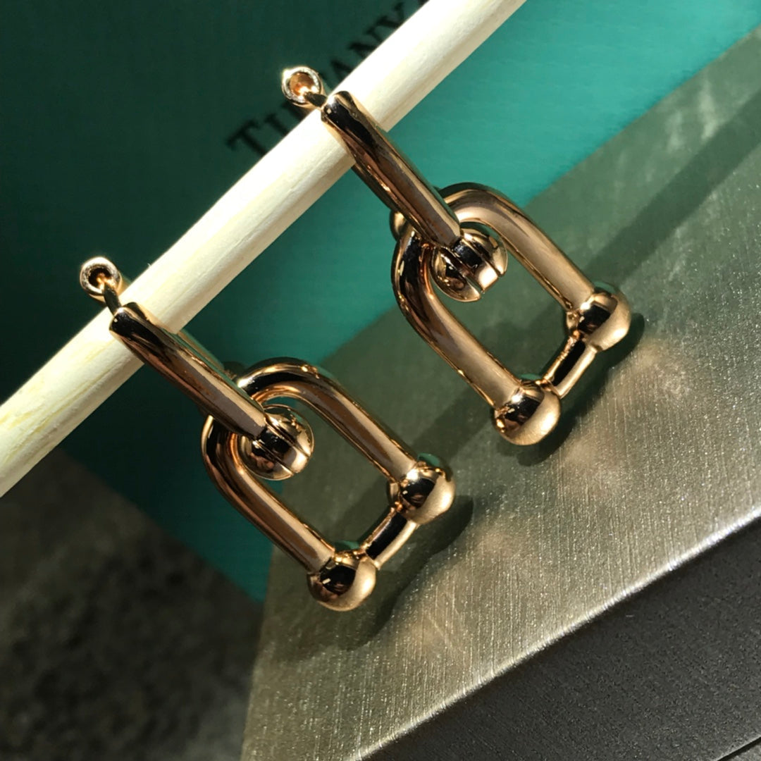 [Lume Jewelry]HARDWARE DROP EARRINGS DOUBLE LINK