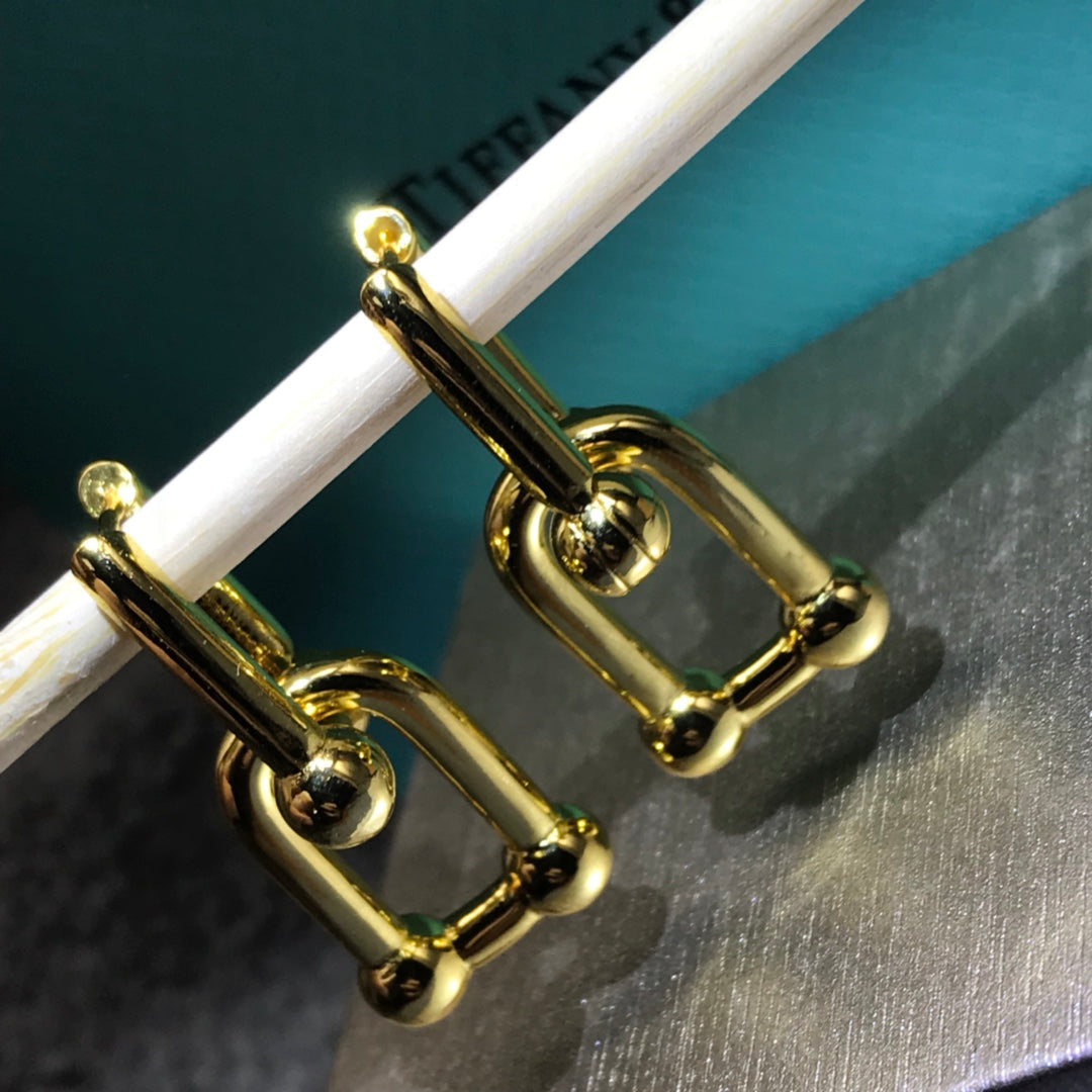 [Lume Jewelry]HARDWARE DROP EARRINGS DOUBLE LINK