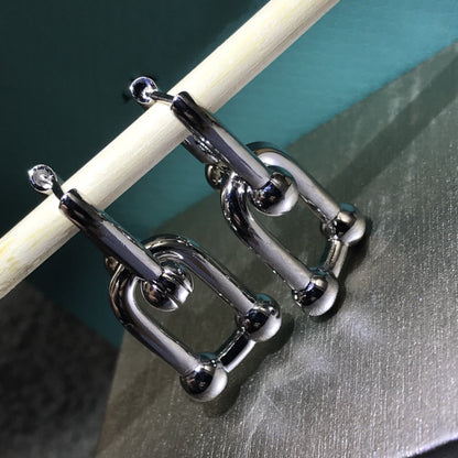 [Lume Jewelry]HARDWARE DROP EARRINGS DOUBLE LINK