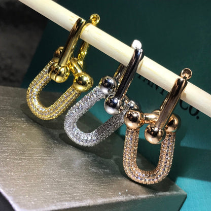 [Lume Jewelry]HARDWARE DROP EARRINGS DOUBLE LINK DIAMOND
