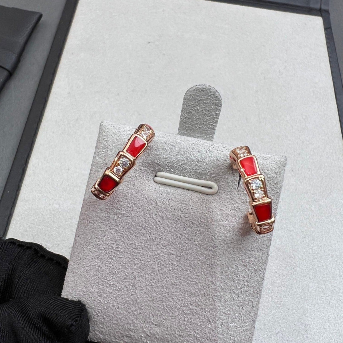 [Lume Jewelry]SERPENTI CARNELIAN PINK GOLD EARRINGS
