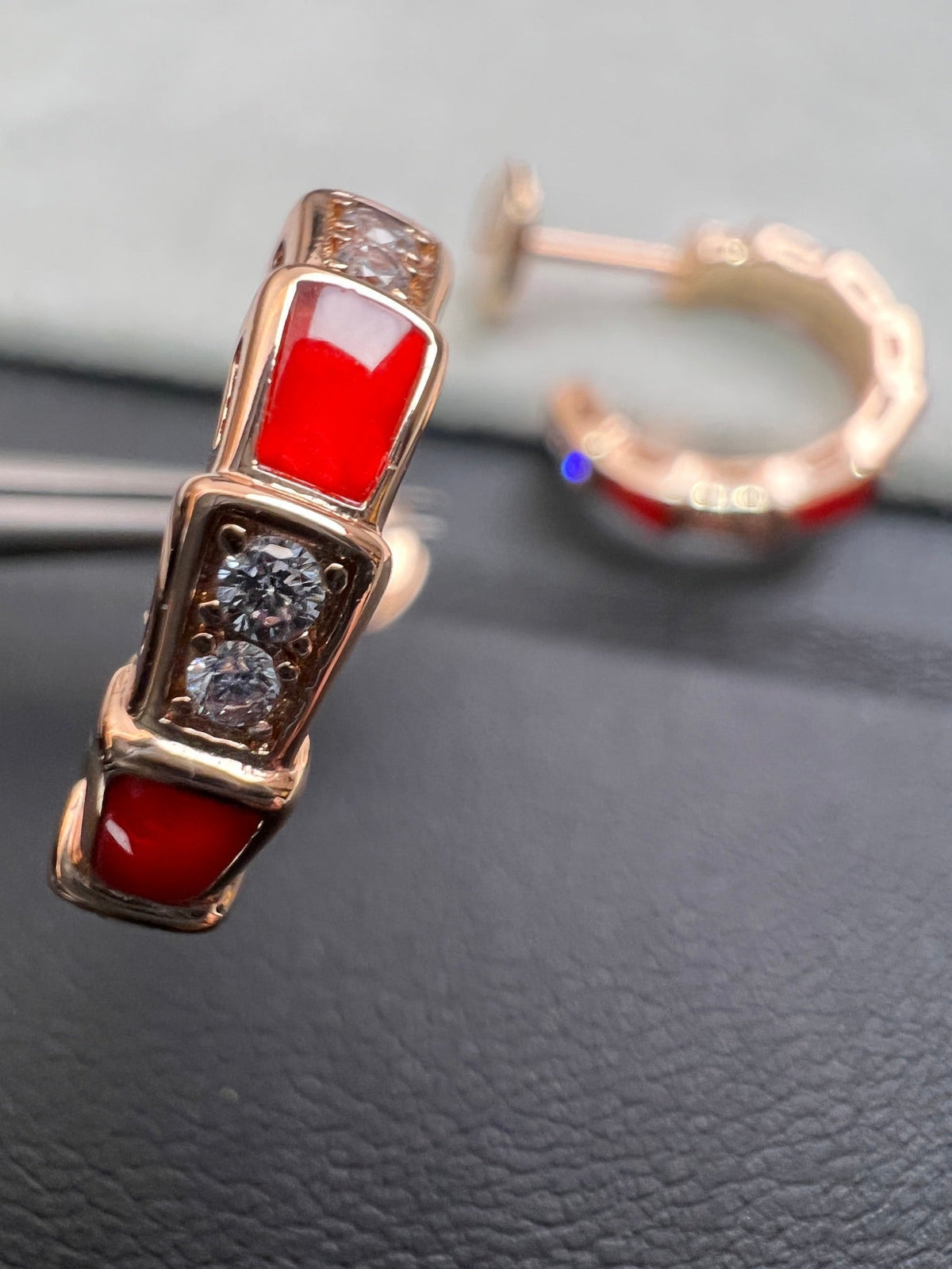 [Lume Jewelry]SERPENTI CARNELIAN PINK GOLD EARRINGS