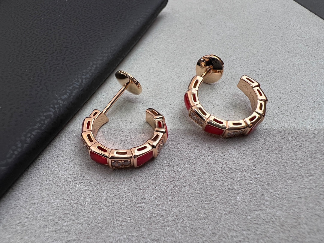 [Lume Jewelry]SERPENTI CARNELIAN PINK GOLD EARRINGS