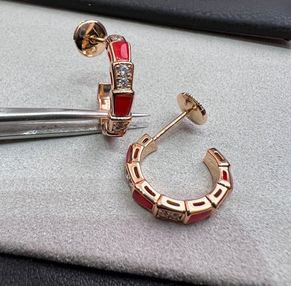 [Lume Jewelry]SERPENTI CARNELIAN PINK GOLD EARRINGS