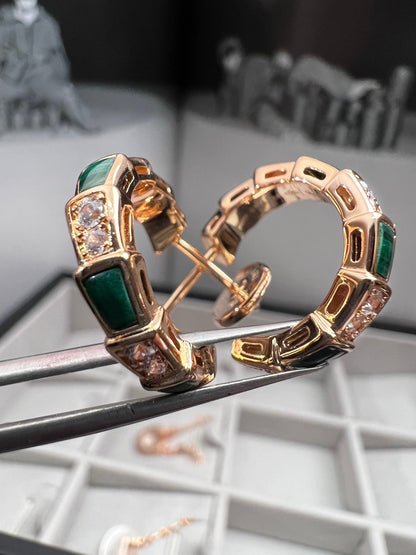 [Lume Jewelry]SERPENTI MALACHITE PINK GOLD EARRINGS