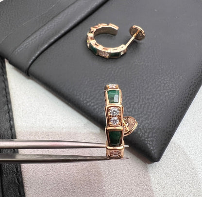 [Lume Jewelry]SERPENTI MALACHITE PINK GOLD EARRINGS