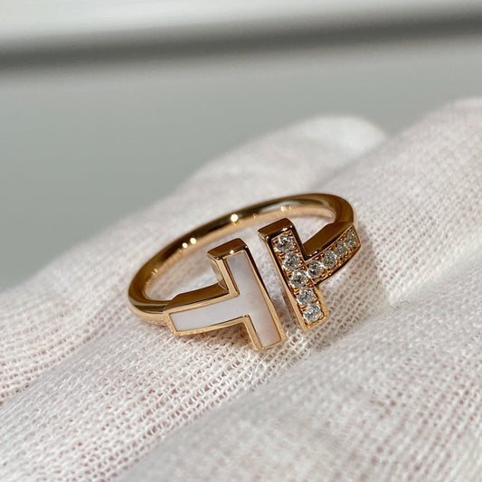 [Lume Jewelry]T WIRE MOP DIAMOND RING PINK GOLD