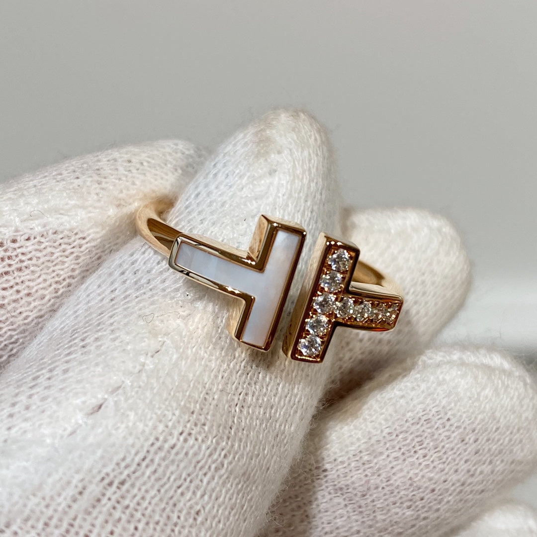 [Lume Jewelry]T WIRE MOP DIAMOND RING PINK GOLD