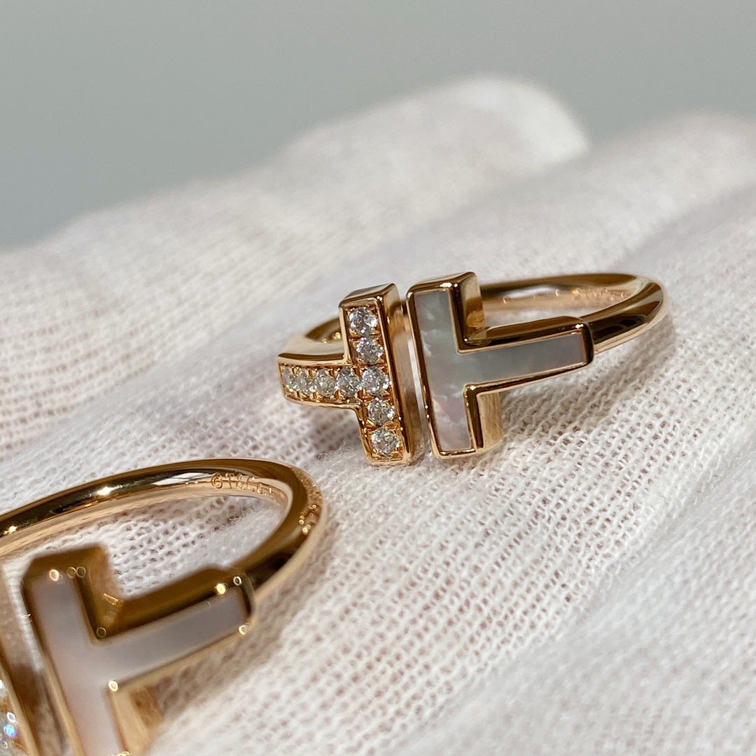 [Lume Jewelry]T WIRE MOP DIAMOND RING PINK GOLD