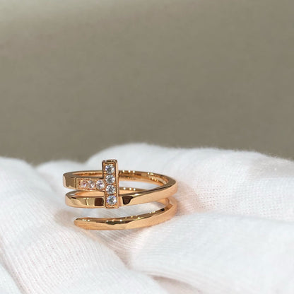 [Lume Jewelry]T WIRE DOUBLE ROWS RING PINK GOLD