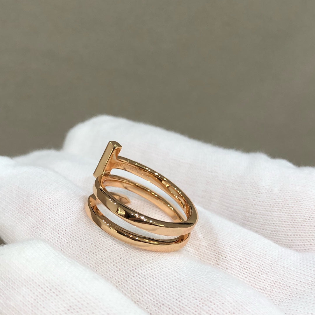 [Lume Jewelry]T WIRE DOUBLE ROWS RING PINK GOLD