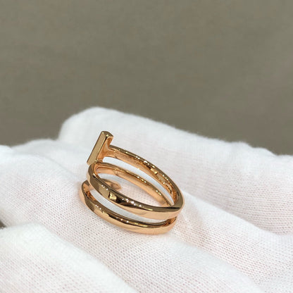 [Lume Jewelry]T WIRE DOUBLE ROWS RING PINK GOLD