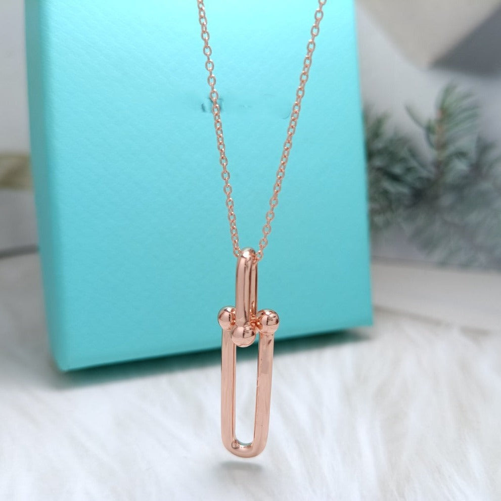 [Lume Jewelry]HARDWEAR DROP DOUBLE LINK PEDANT NECKLACE