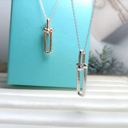 [Lume Jewelry]HARDWEAR DROP DOUBLE LINK PEDANT NECKLACE