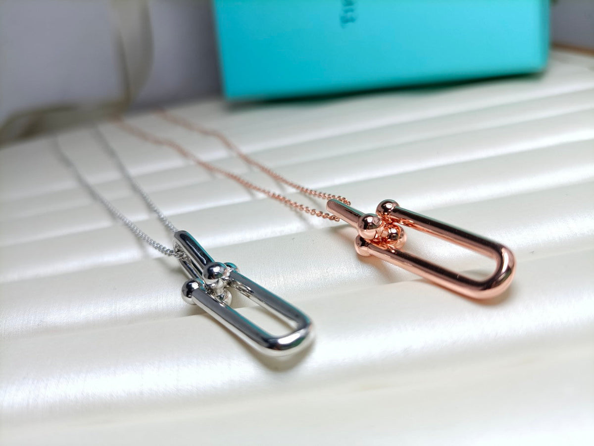 [Lume Jewelry]HARDWEAR DROP DOUBLE LINK PEDANT NECKLACE