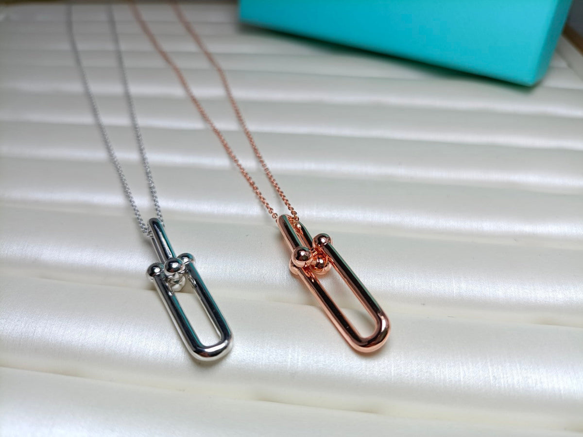 [Lume Jewelry]HARDWEAR DROP DOUBLE LINK PEDANT NECKLACE