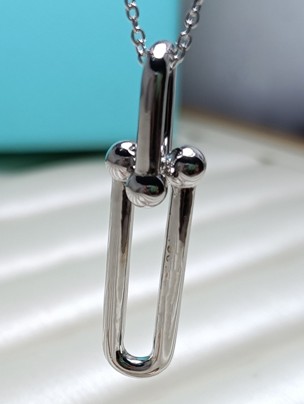 [Lume Jewelry]HARDWEAR DROP DOUBLE LINK PEDANT NECKLACE