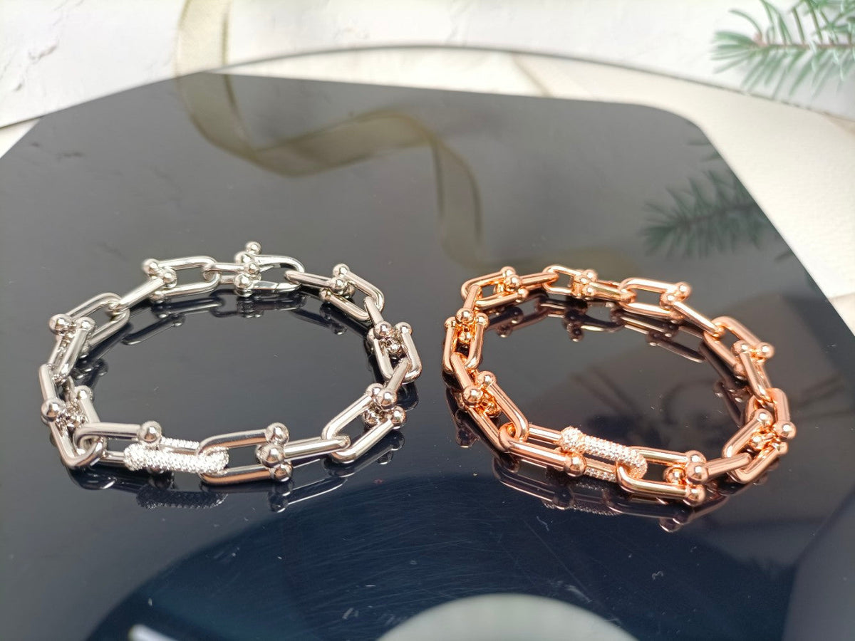 [Lume Jewelry]HARDWEAR BRACELET PINK GOLD AND SILVER DIAMOND