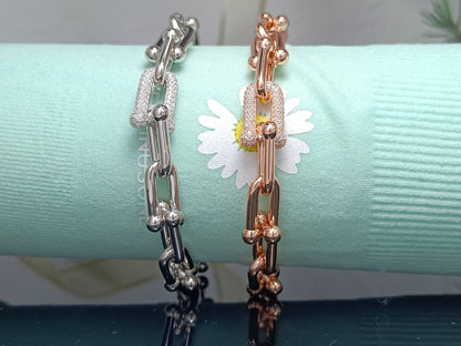 [Lume Jewelry]HARDWEAR BRACELET PINK GOLD AND SILVER DIAMOND