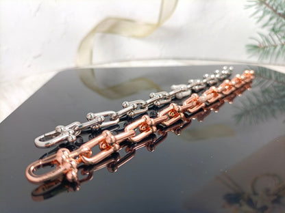 [Lume Jewelry]HARDWEAR BRACELET PINK GOLD AND SILVER DIAMOND