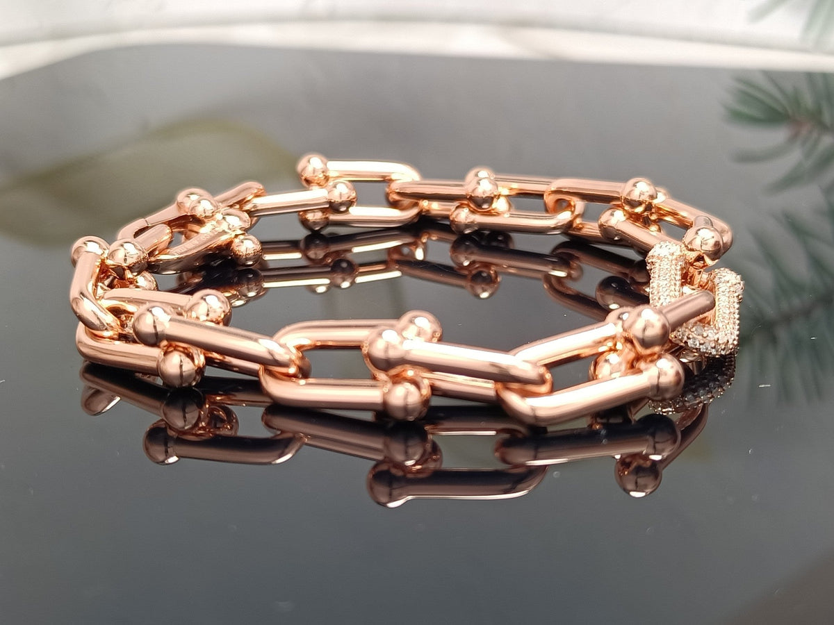 [Lume Jewelry]HARDWEAR BRACELET PINK GOLD AND SILVER DIAMOND