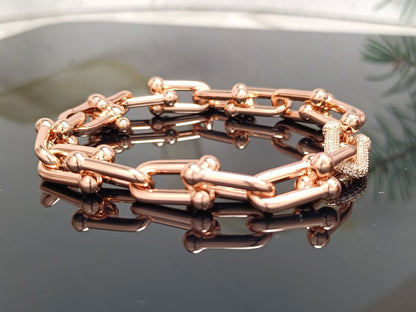 [Lume Jewelry]HARDWEAR BRACELET PINK GOLD AND SILVER DIAMOND