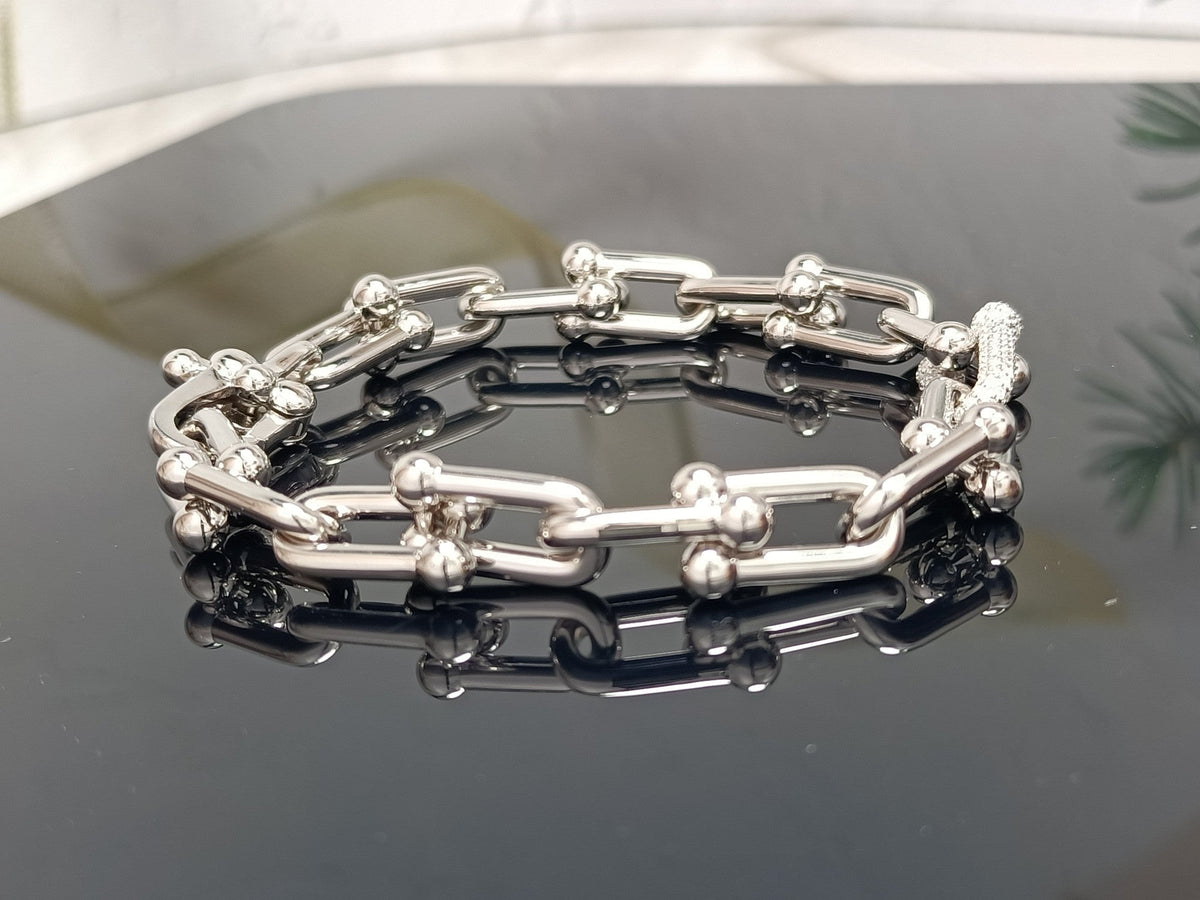 [Lume Jewelry]HARDWEAR BRACELET PINK GOLD AND SILVER DIAMOND