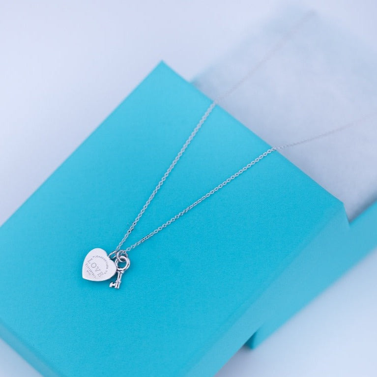 [Lume Jewelry]KEY AND HEART SILVER NECKLACE