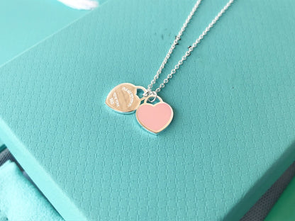 [Lume Jewelry]DOUBLE HEART PEDANT SILVER NECKLACE