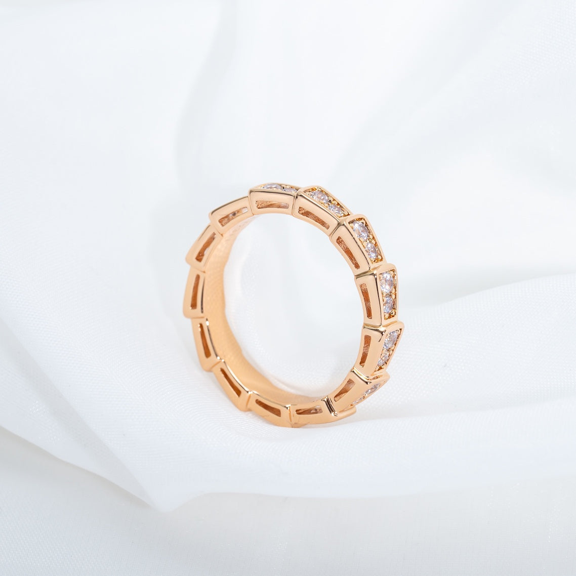 [Lume Jewelry]SERPENTI RING PINK GOLD DIAMOND PAVED 3MM
