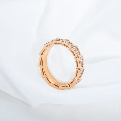 [Lume Jewelry]SERPENTI RING PINK GOLD DIAMOND PAVED 3MM