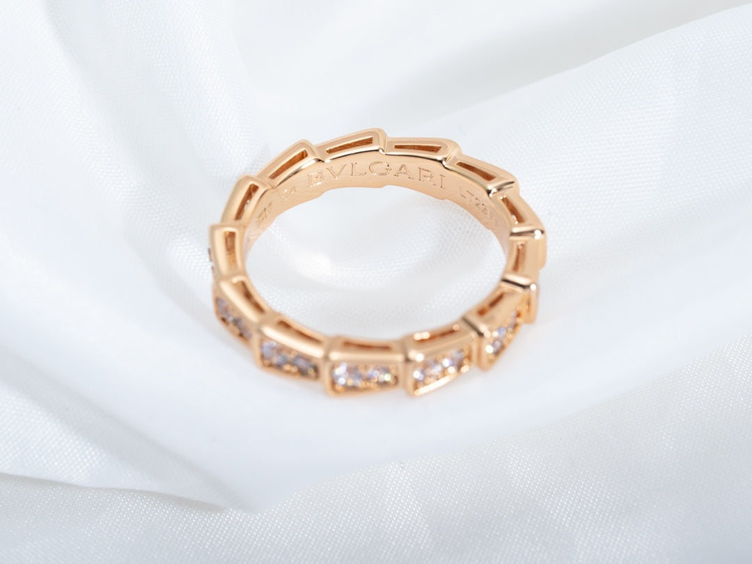 [Lume Jewelry]SERPENTI RING PINK GOLD DIAMOND PAVED 3MM