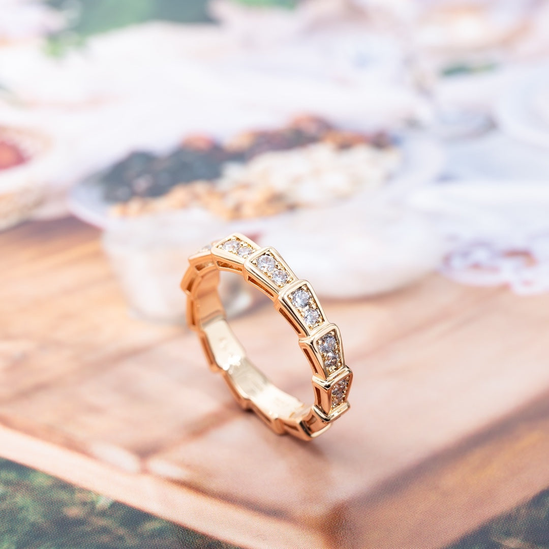 [Lume Jewelry]SERPENTI RING PINK GOLD DIAMOND PAVED 3MM