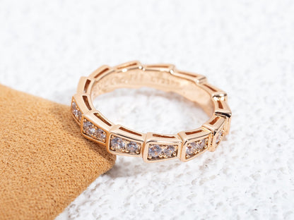 [Lume Jewelry]SERPENTI RING PINK GOLD DIAMOND PAVED 3MM