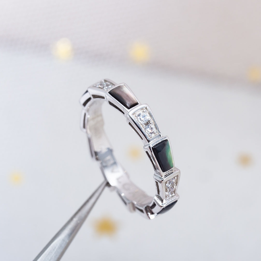 [Lume Jewelry]SERPENTI RING SILVER  DIAMOND BLACK MOP 3MM
