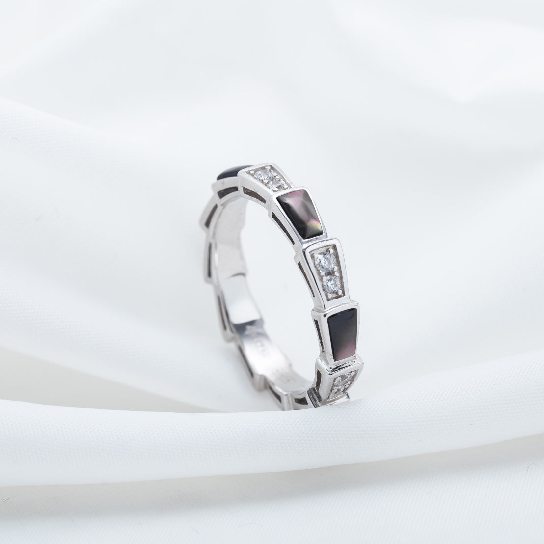 [Lume Jewelry]SERPENTI RING SILVER  DIAMOND BLACK MOP 3MM