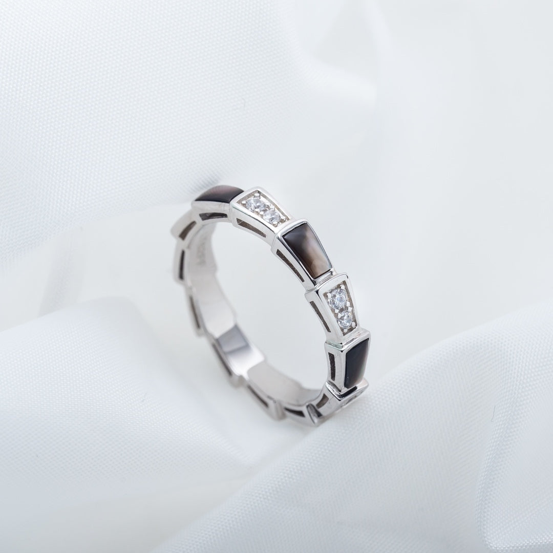 [Lume Jewelry]SERPENTI RING SILVER  DIAMOND BLACK MOP 3MM